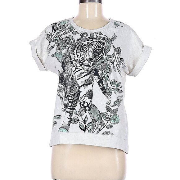 Style & Co. Tops - Style & Co. Petite Women's Lion Essential Sweatshirt Short Rolled Sleeves PM